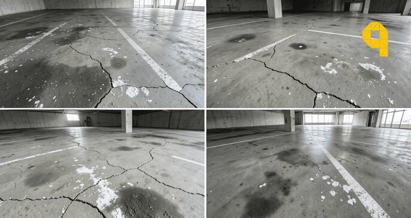 pavimento parking comunitario necesita rehabilitacion senales deterioro