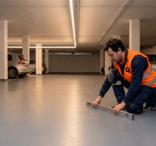pavimento de resina epoxi multicapa en garaje comunitario de madrid