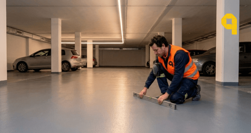 pavimento de resina epoxi multicapa en garaje comunitario de madrid
